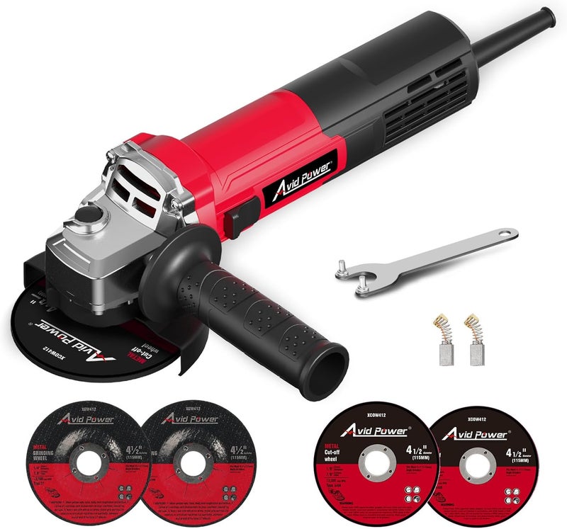AVID POWER Angle Grinder 4-1/2 inch Electric Grinder Tools 750W 6.5 Amp Metal Grinder, 11500 RPM, with Grinding and Cutting Wheels, Auxiliary Handle, Wrench for Cutting and Grinding - Image 1
